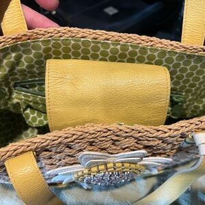 Brighton Yellow and Tan Woven Satchel